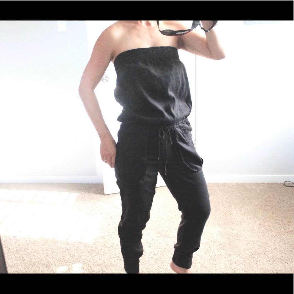 Black strapless jumpsuit